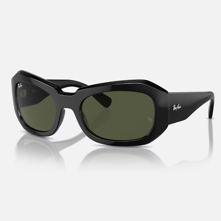 Ray Ban Men Pillow Frame Leather Black Sunglasses