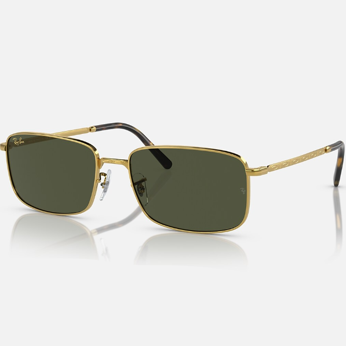 Ray Ban Men Rectangle Frame Mocha Gold Sunglasses