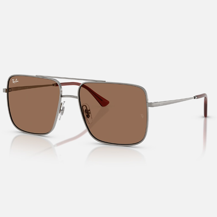 Ray Ban Men Square Frame Steel Silver Sunglasses