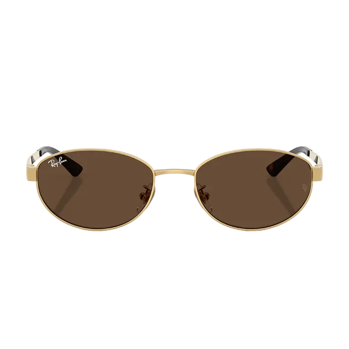 Ray Ban Men Oval Frame Copper Gold Sunglasses