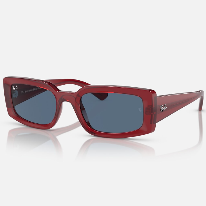 Ray Ban Women Pillow Frame Polished Transparent Red Sunglasses