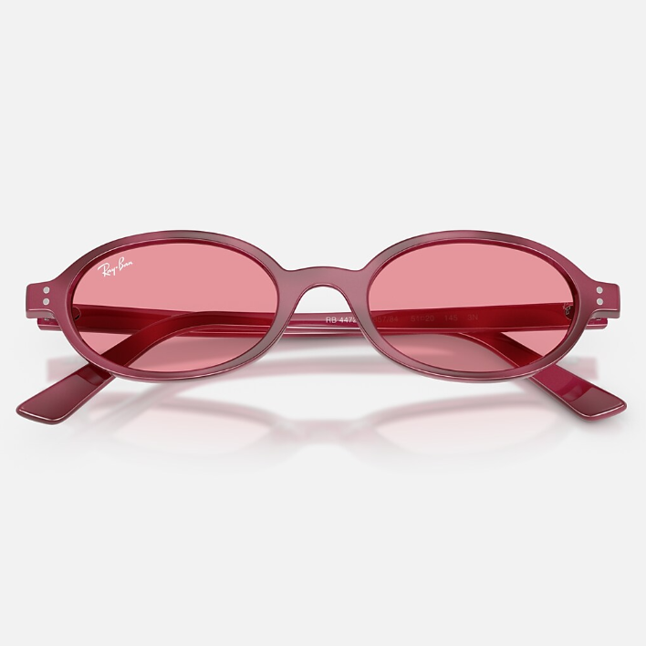 Ray Ban Men Oval Frame Polished Violet Havana Sunglasses