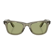 Ray Ban Men Square Frame Polished Transparent Green Sunglasses
