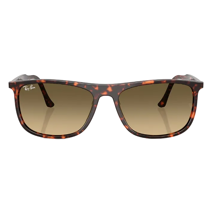 Ray Ban Men Rectangle Frame Polished Havana Red Turtle Sunglasses