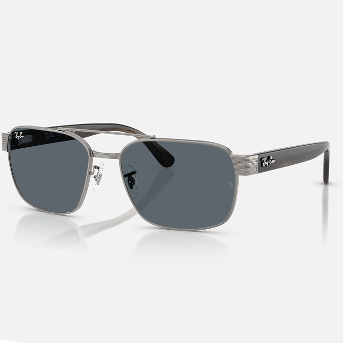 Ray Ban Men Square Frame Crystal Silver Sunglasses