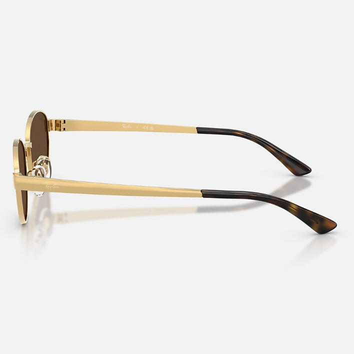 Ray Ban Men Oval Frame Copper Gold Sunglasses