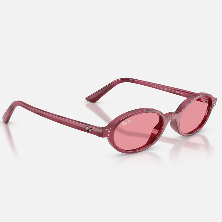 Ray Ban Men Oval Frame Polished Violet Havana Sunglasses