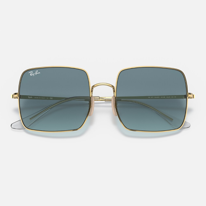 Ray Ban Men Square Frame Shiny Metallic Gold Sunglasses