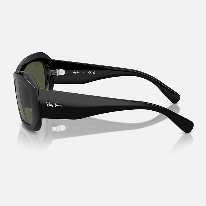 Ray Ban Men Pillow Frame Leather Black Sunglasses