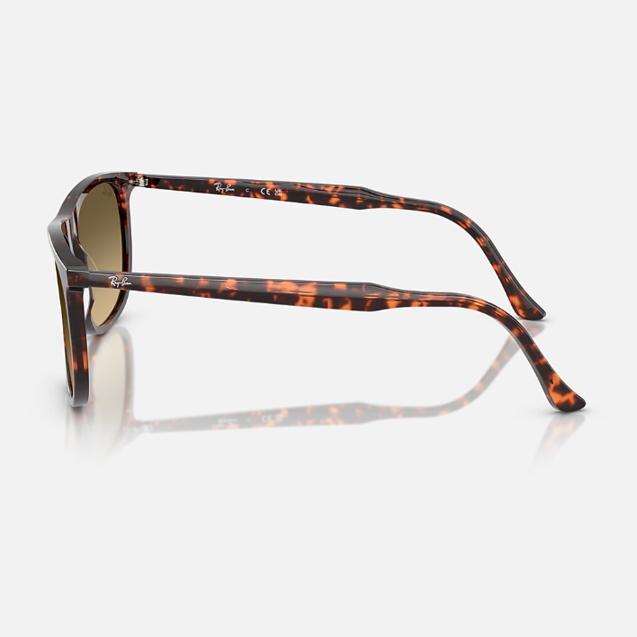 Ray Ban Men Rectangle Frame Polished Havana Red Turtle Sunglasses