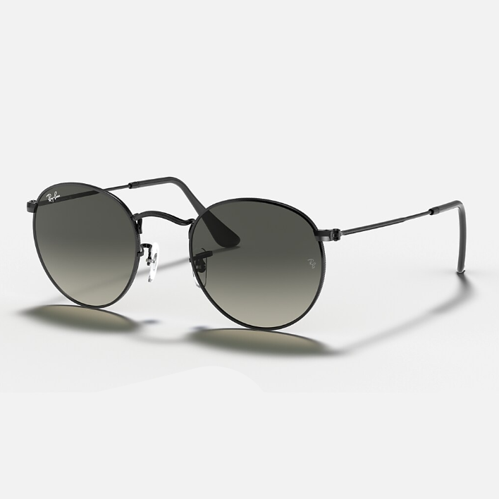 Ray Ban Men Round Frame Volcanic Black Sunglasses