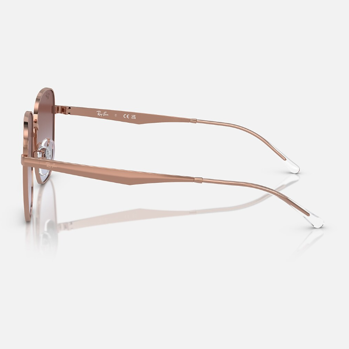Ray Ban Men Irregular Polished Rose Gold Sunglasses