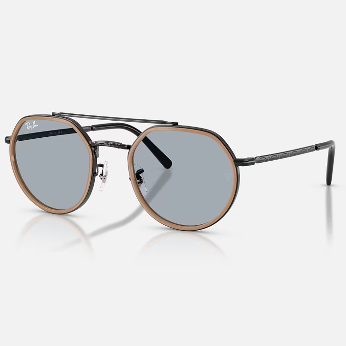 Ray Ban Men Irregular Frame Polished Black Sunglasses