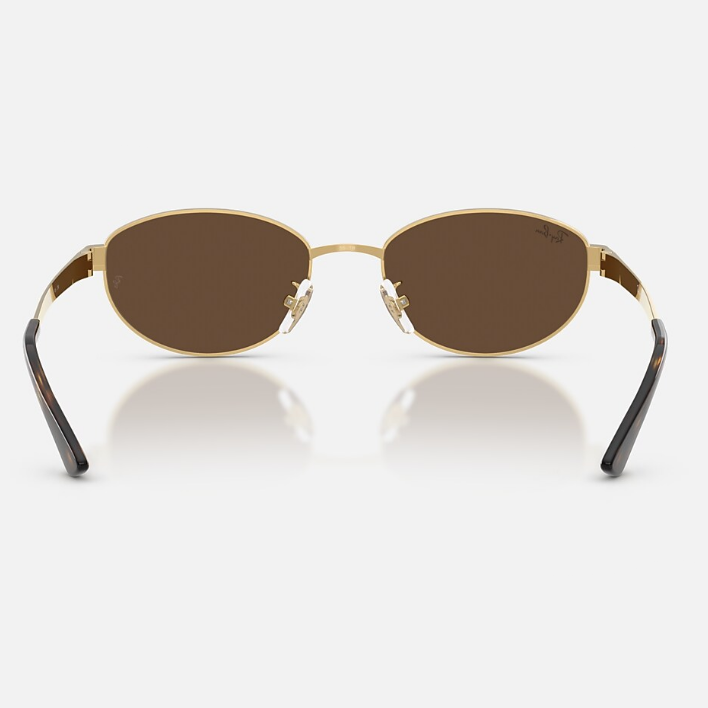Ray Ban Men Oval Frame Copper Gold Sunglasses