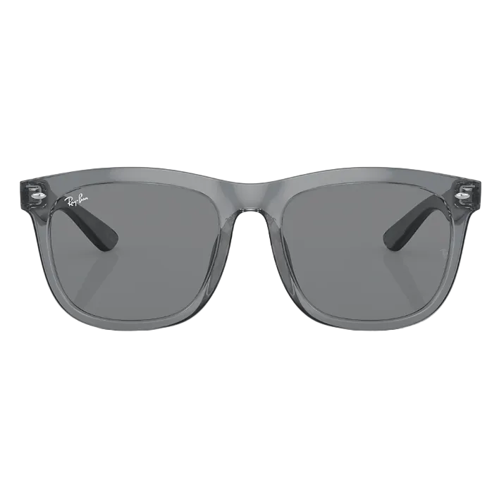 Ray Ban Men Square Polished Transparent Grey Sunglasses