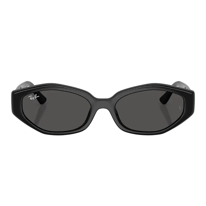 Ray Ban Men Irregular Frame Shiny Polished Black Sunglasses