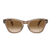 Ray Ban Men Square Frame Transparent Light Brown Sunglasses
