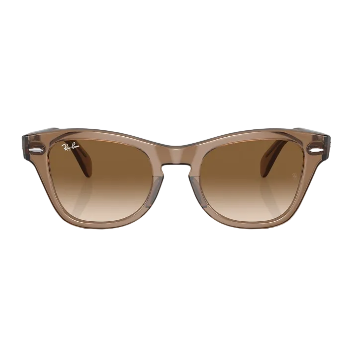 Ray Ban Men Square Frame Transparent Light Brown Sunglasses