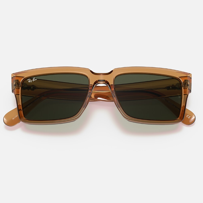Ray Ban Men Rectangle Frame Light Brown Sunglasses