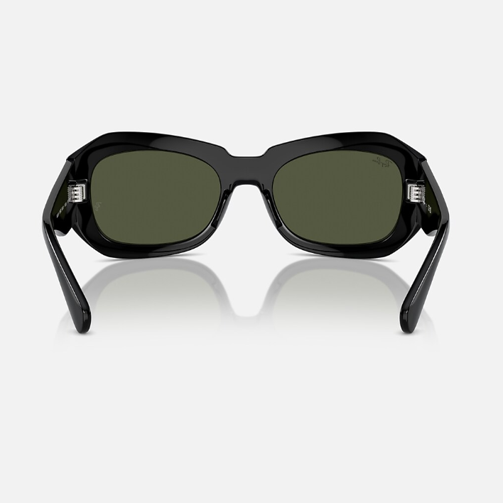 Ray Ban Men Pillow Frame Leather Black Sunglasses