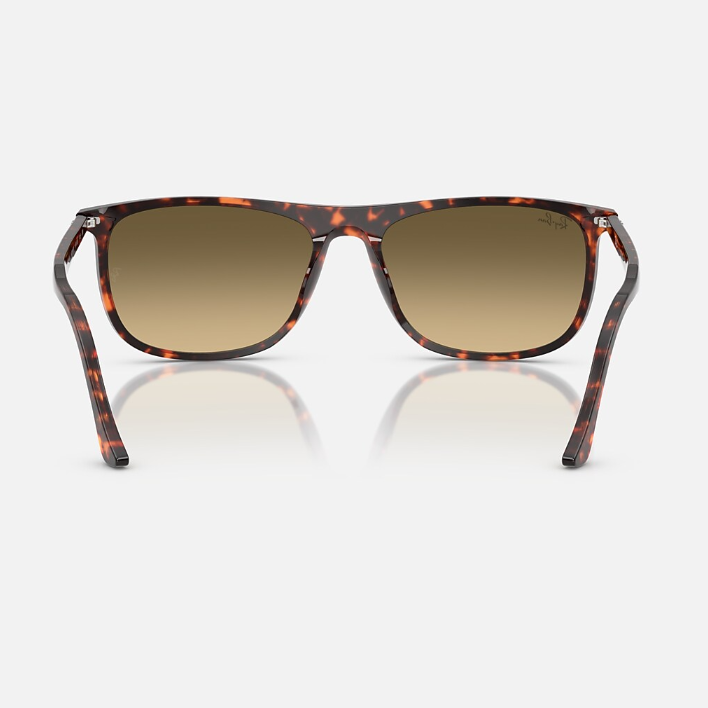 Ray Ban Men Rectangle Frame Polished Havana Red Turtle Sunglasses