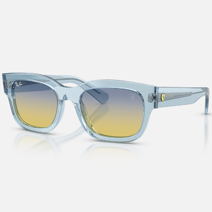 Ray Ban Men Square Frame Transparent Light Blue Sunglasses