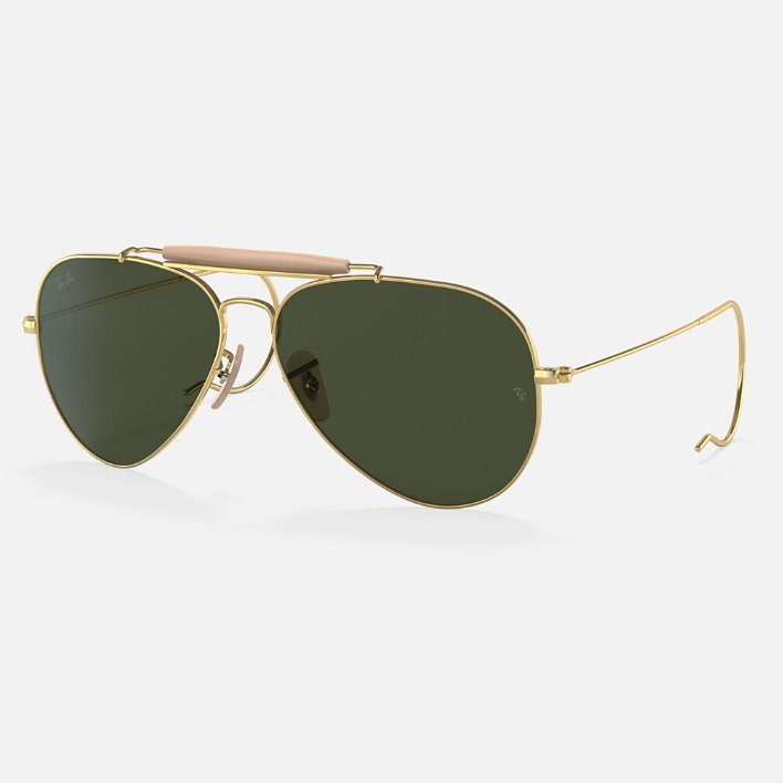 Ray Ban Men Pilot Frame Glitter Gold Sunglasses