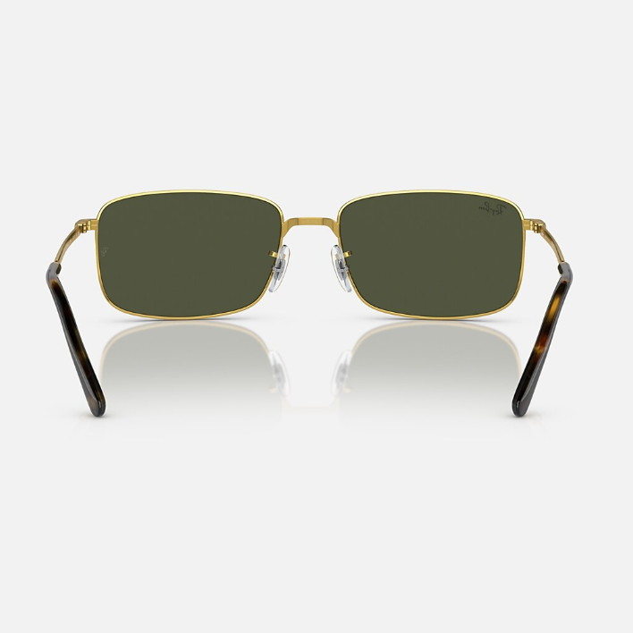 Ray Ban Men Rectangle Frame Mocha Gold Sunglasses