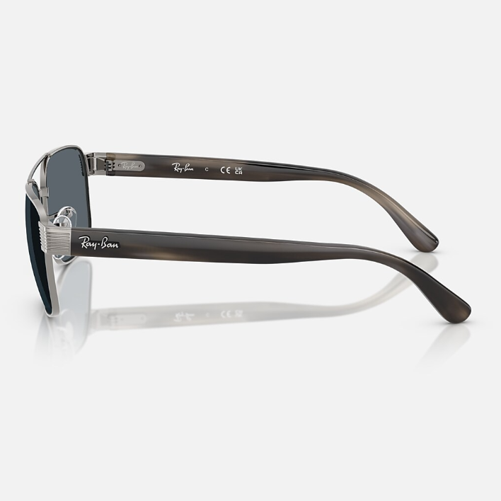 Ray Ban Men Square Frame Crystal Silver Sunglasses