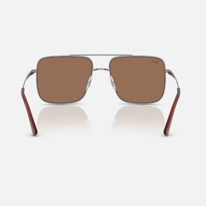 Ray Ban Men Square Frame Steel Silver Sunglasses