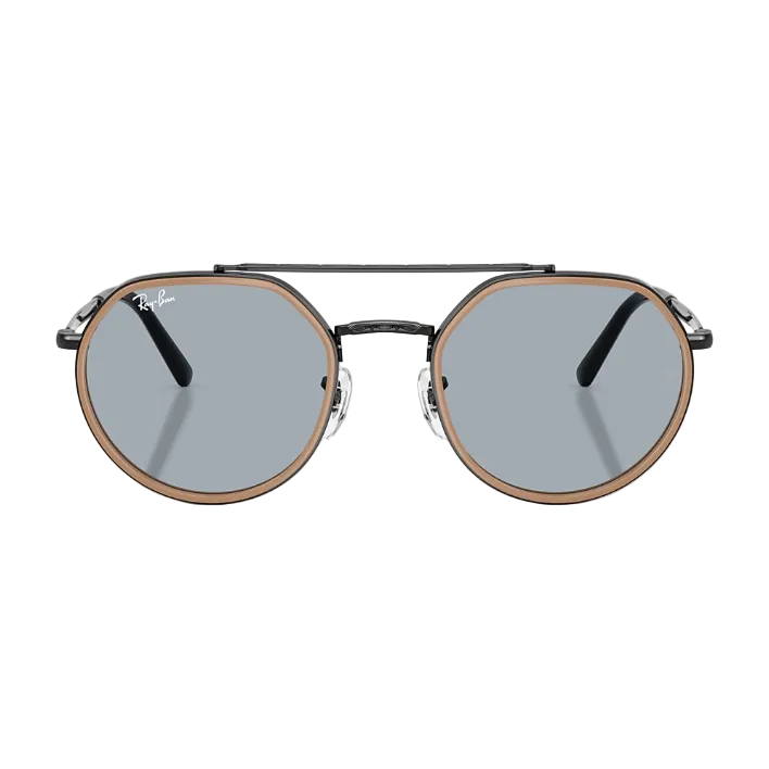 Ray Ban Men Irregular Frame Polished Black Sunglasses
