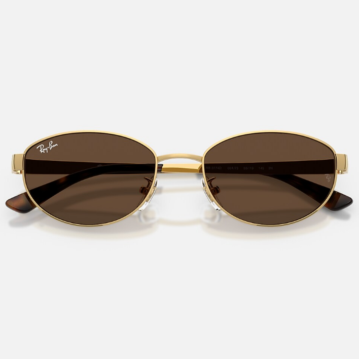Ray Ban Men Oval Frame Copper Gold Sunglasses