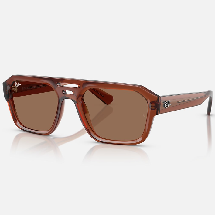 Ray Ban Men Irregular Frame Espresso Brown Sunglasses