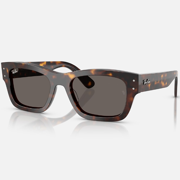 Ray Ban Women Rectangle Frame Polished Havana Sunglasses