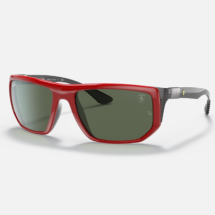 Ray Ban Men Irregular Frame Polished Dark Red Sunglasses