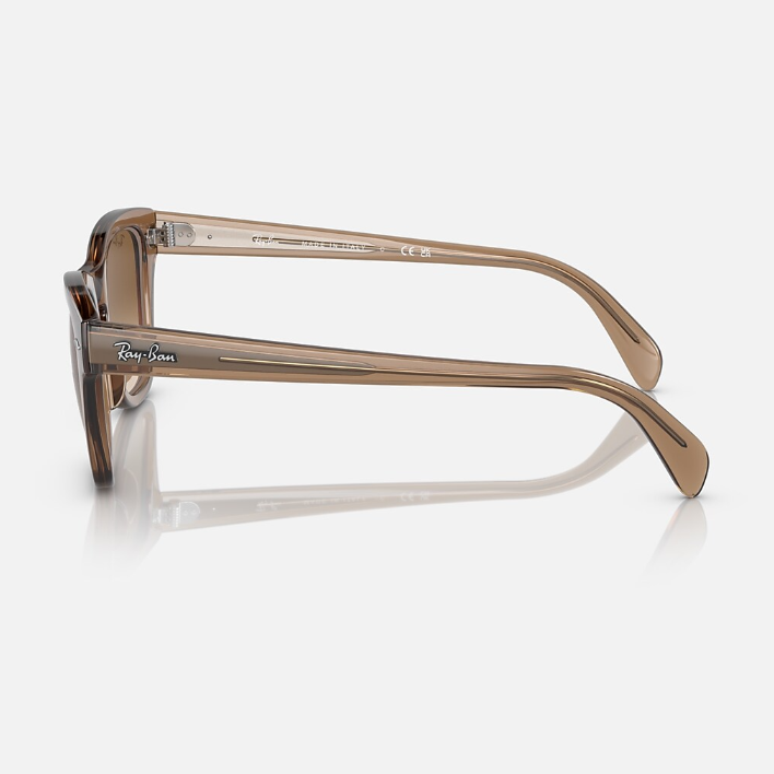 Ray Ban Men Square Frame Transparent Light Brown Sunglasses