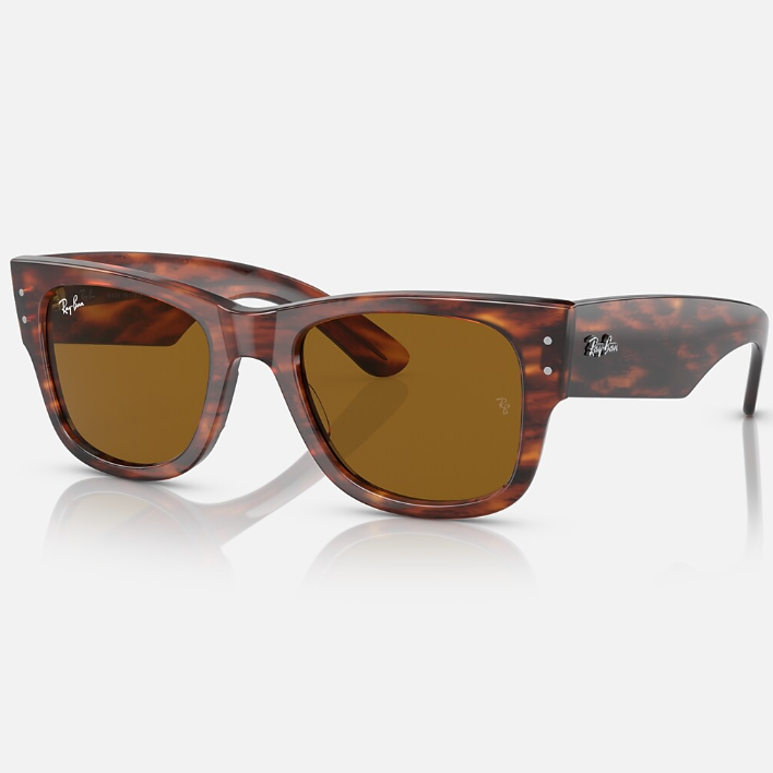Ray Ban Men Square Frame Striped Havana Sunglasses