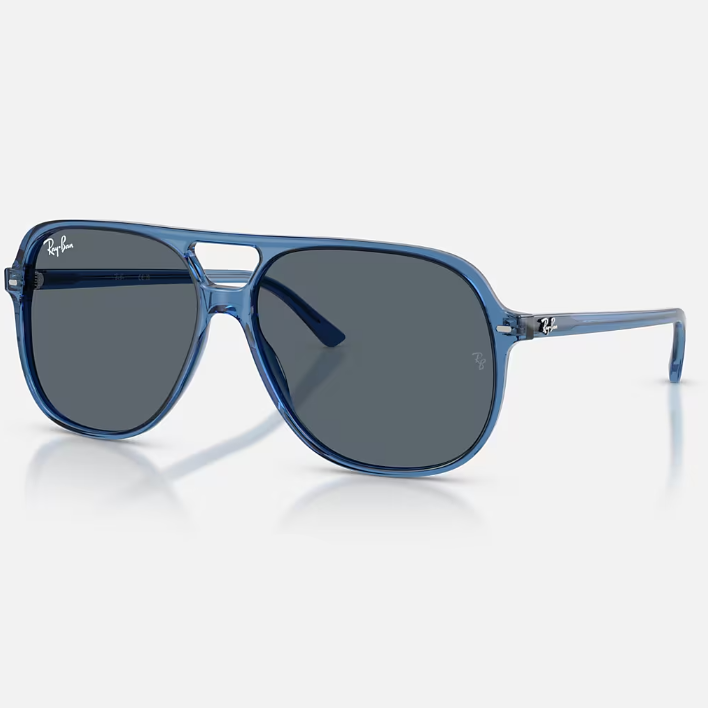 Ray Ban Men Square Frame Polished Blue Sunglasses