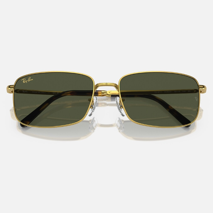 Ray Ban Men Rectangle Frame Mocha Gold Sunglasses