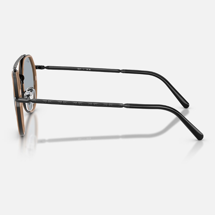 Ray Ban Men Irregular Frame Polished Black Sunglasses