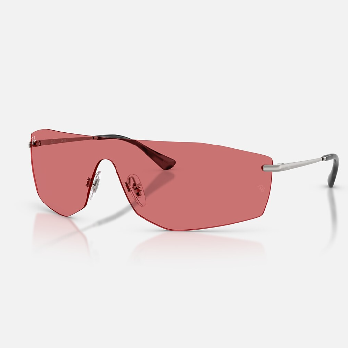 Ray Ban Men Irregular Frame Polished Shiny Gunmetal Sunglasses