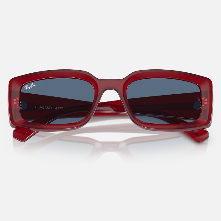 Ray Ban Women Pillow Frame Polished Transparent Red Sunglasses