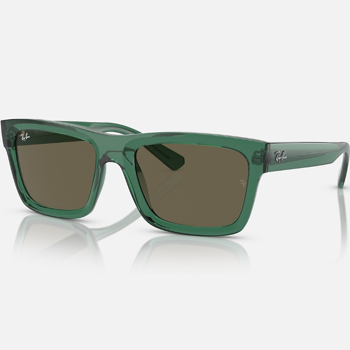 Ray Ban Men Rectangle Frame Transparent Green Sunglasses