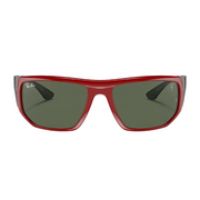 Ray Ban Men Irregular Frame Polished Dark Red Sunglasses