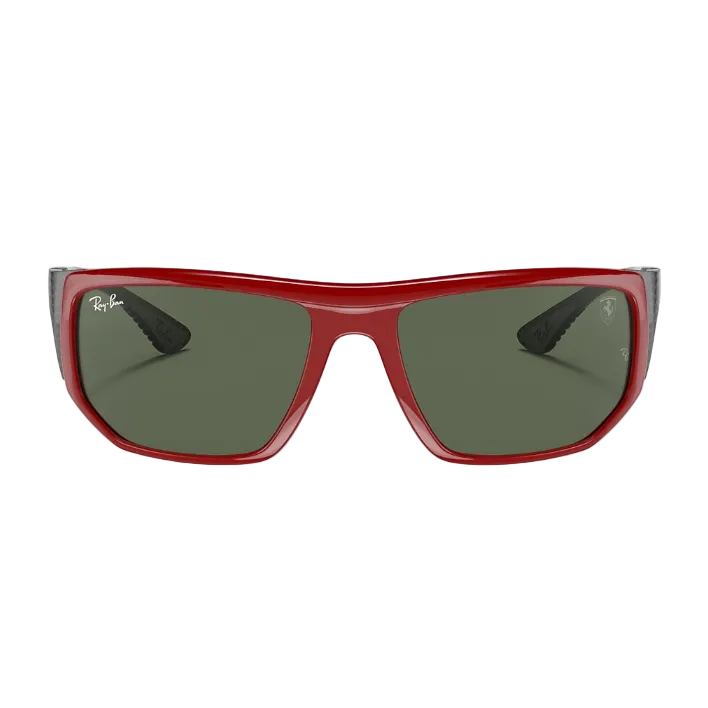 Ray Ban Men Irregular Frame Polished Dark Red Sunglasses
