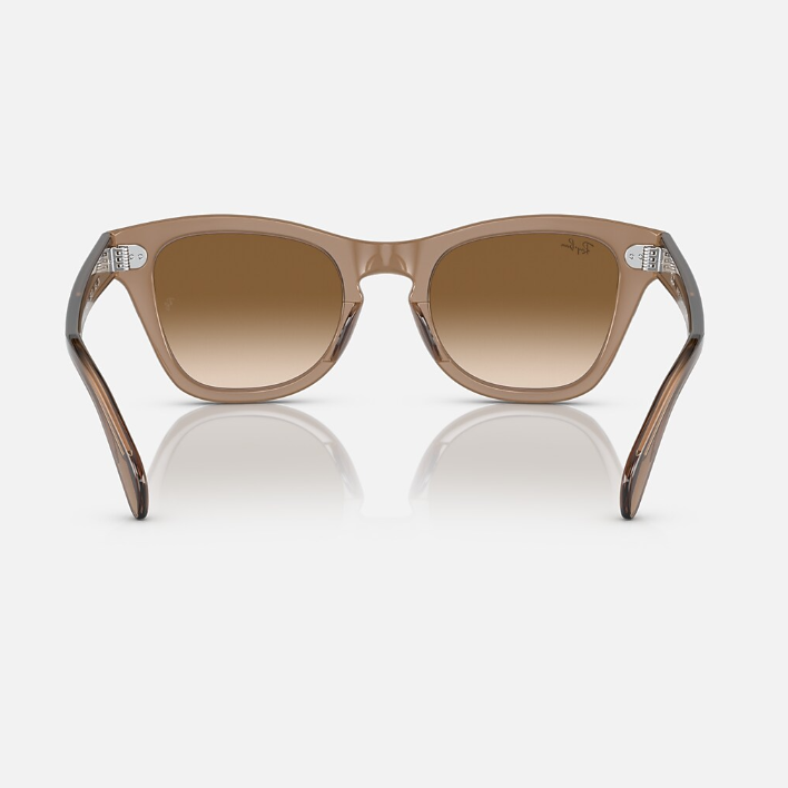 Ray Ban Men Square Frame Transparent Light Brown Sunglasses