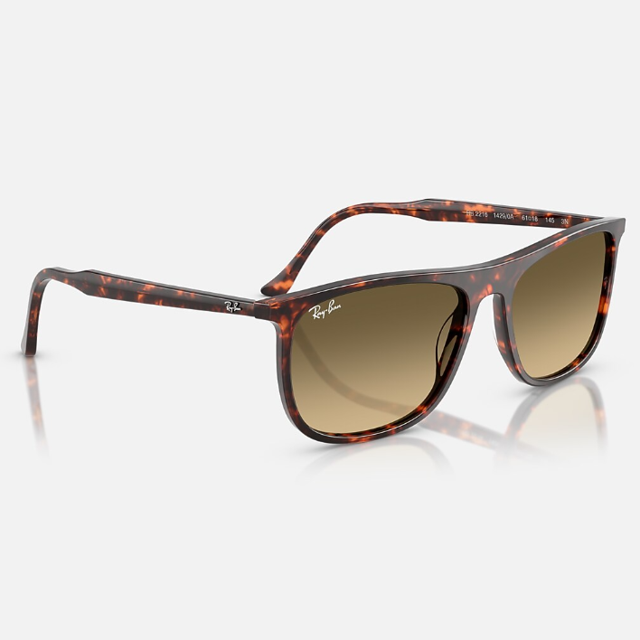 Ray Ban Men Rectangle Frame Polished Havana Red Turtle Sunglasses