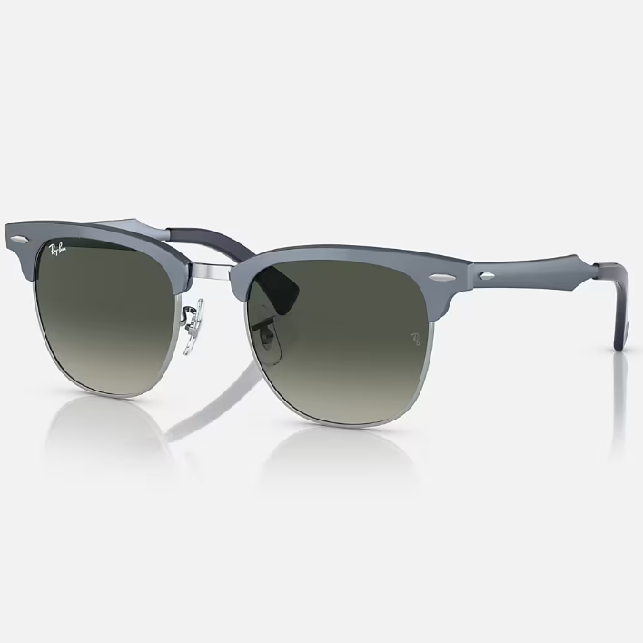 Ray Ban Women Square Frame Matte Blue On Silver Sunglasses