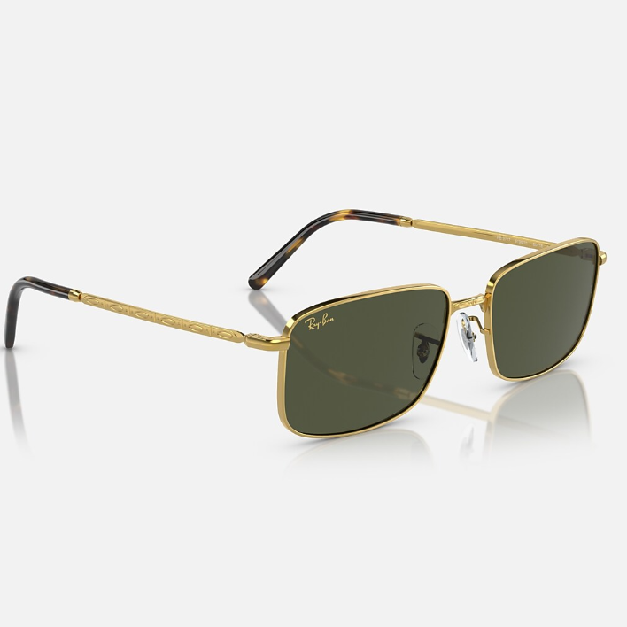 Ray Ban Men Rectangle Frame Mocha Gold Sunglasses