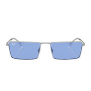 Ray Ban Women Rectangle Frame Mirror Silver Sunglasses